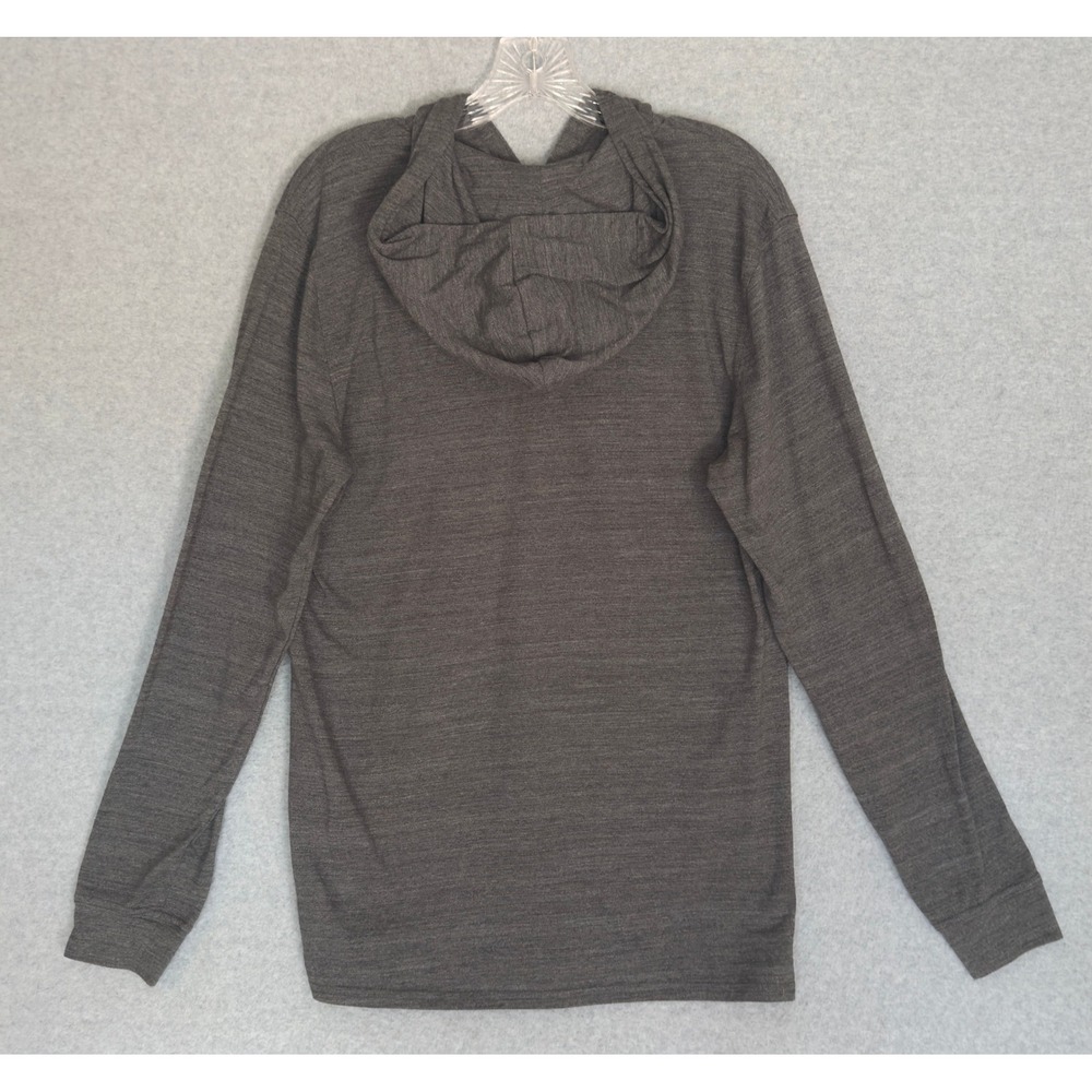 The North Face Hoodie Mens Medium Gray Henley Long Sleeve Lightweight Logo Pouch - Picture 4 of 10